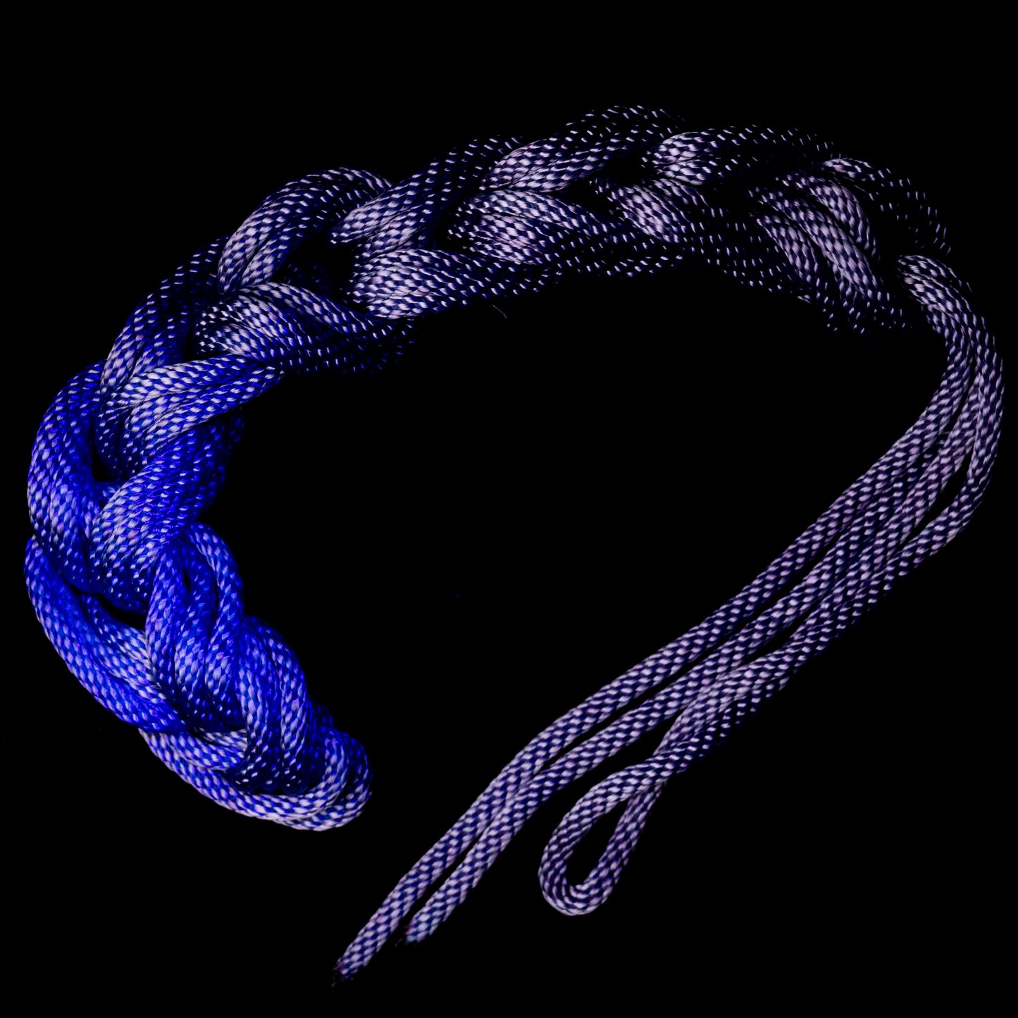 30 ft nylon rope bundle with minor manufacturing imperfections in Ultraviolet Kiss — a glowing lavender hue kissed with light blue undertones that come alive under UV light.