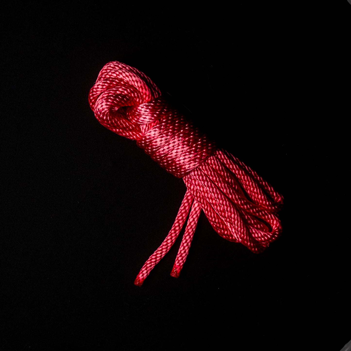 15 ft nylon rope bundle in Electric Pink Lemonade, a vivid neon pink rope with warm coral undertones.