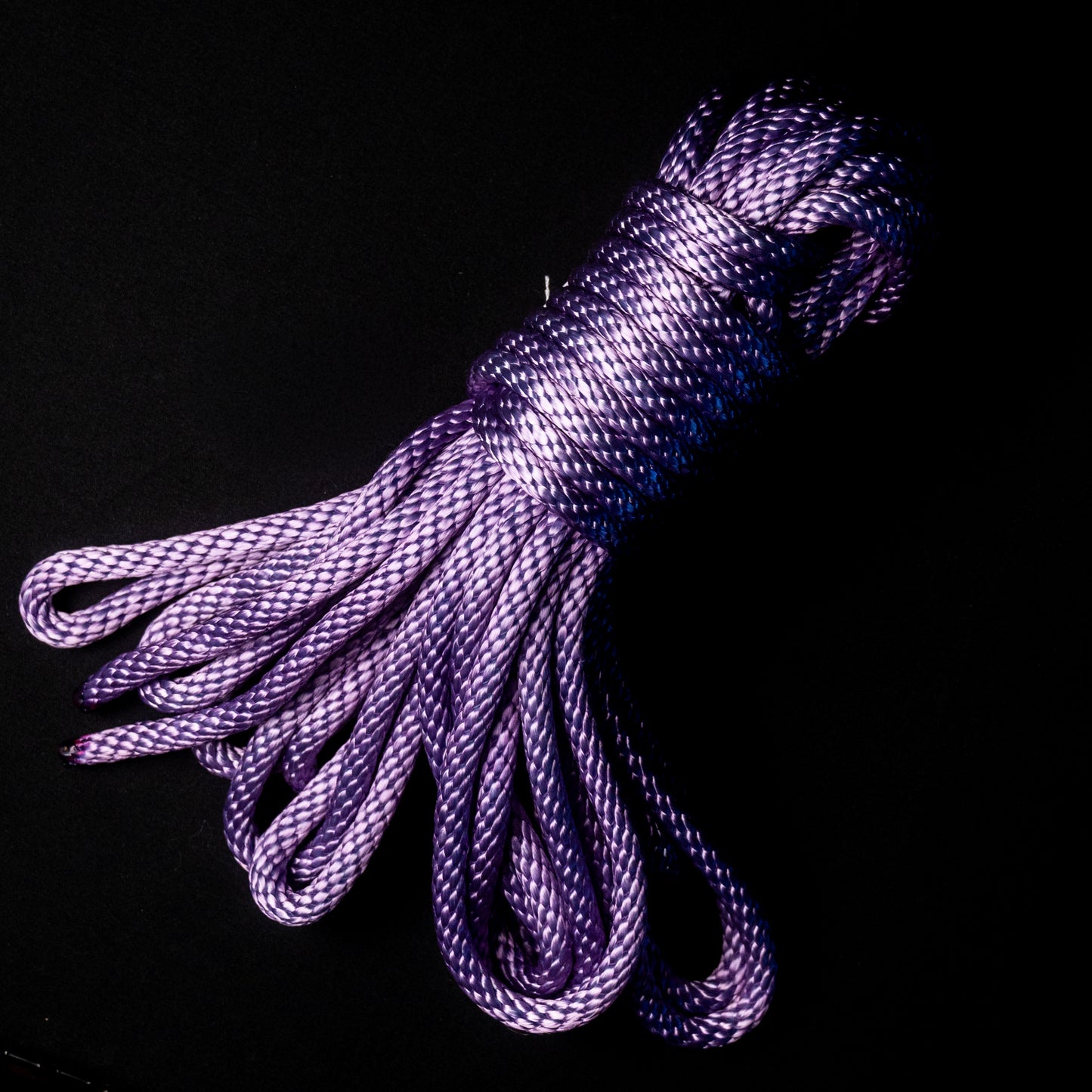 30 ft nylon rope bundle in Ultraviolet Kiss, a light purple with neon lavender & light blue base.
