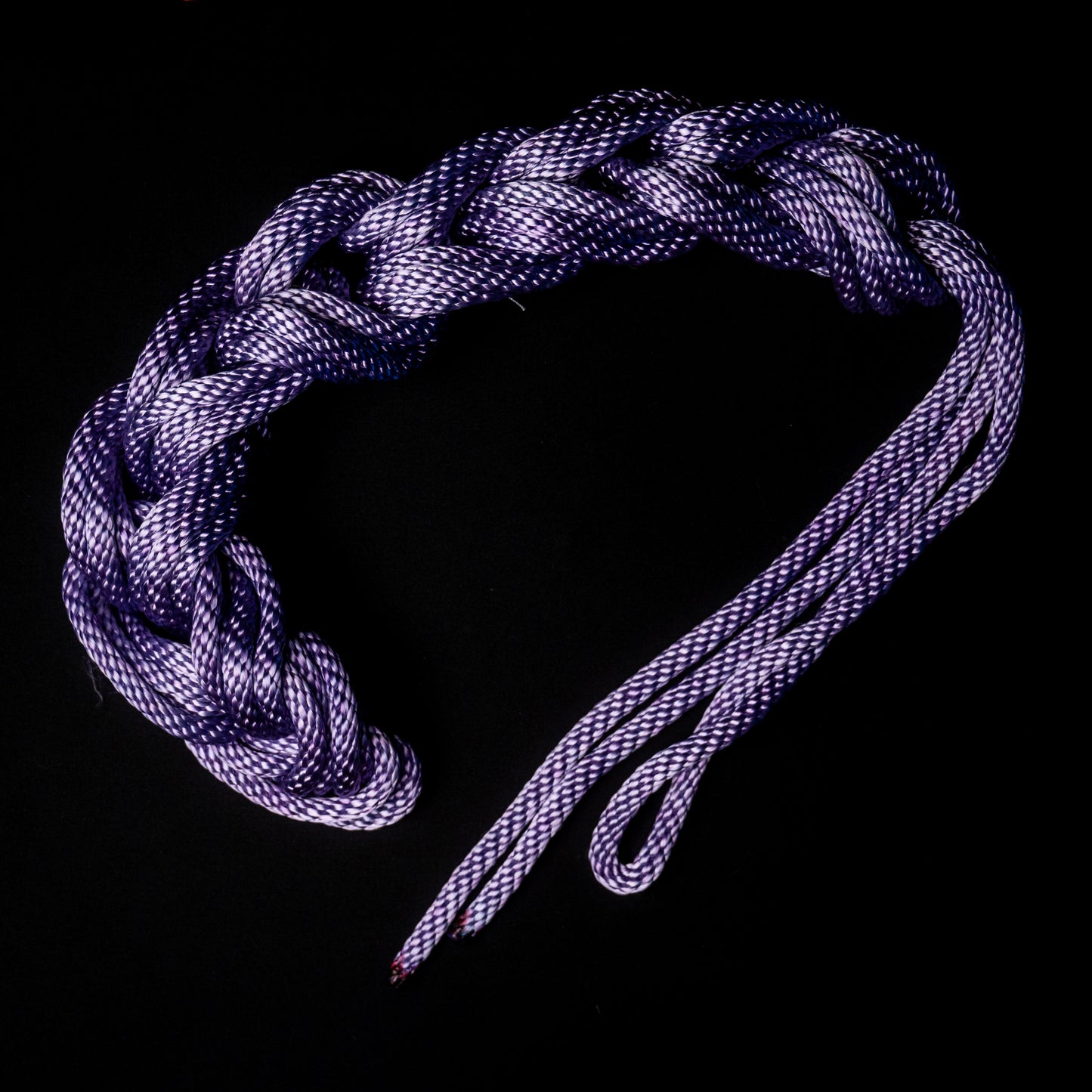 30 ft nylon rope bundle with minor manufacturing imperfections in Ultraviolet Kiss, a light purple with neon lavender & light blue base.