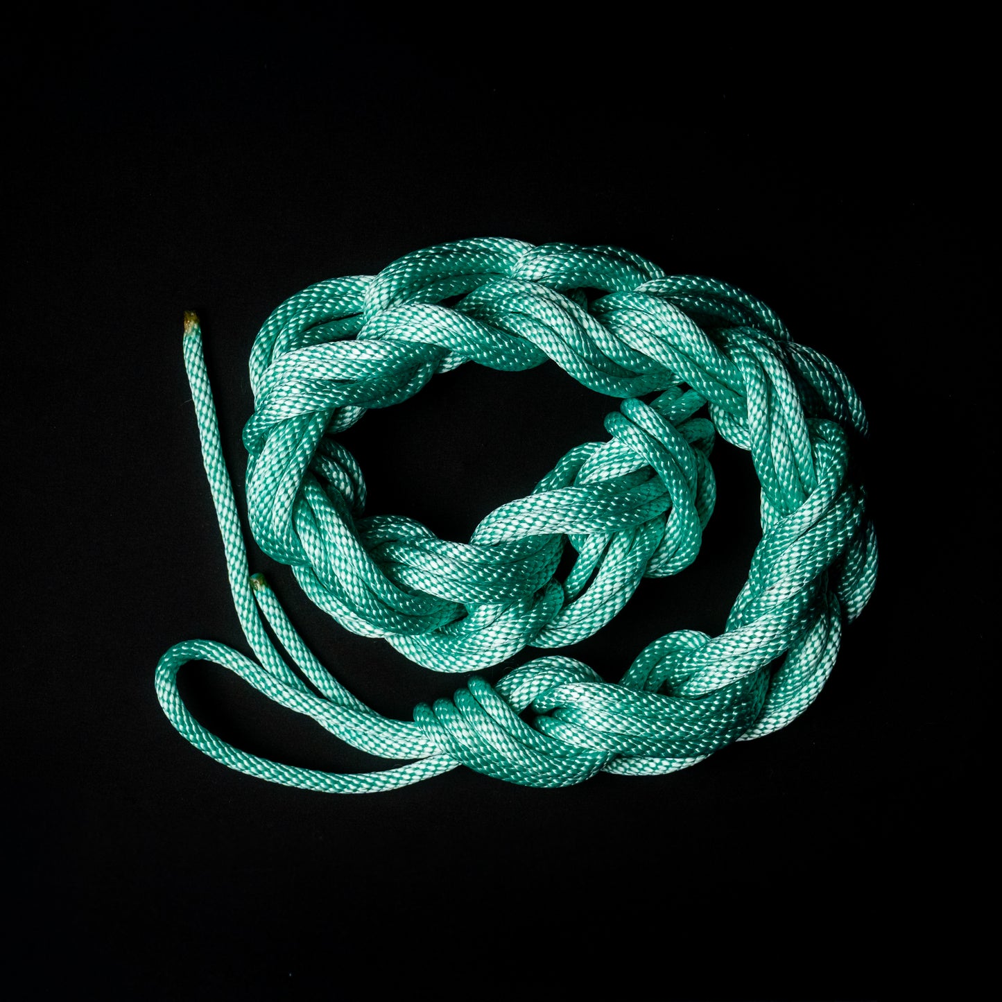 50 ft nylon rope bundle with minor manufacturing imperfections in Mermaid Mint — a luminous seafoam green rope that glows like enchanted ocean light under blacklight.