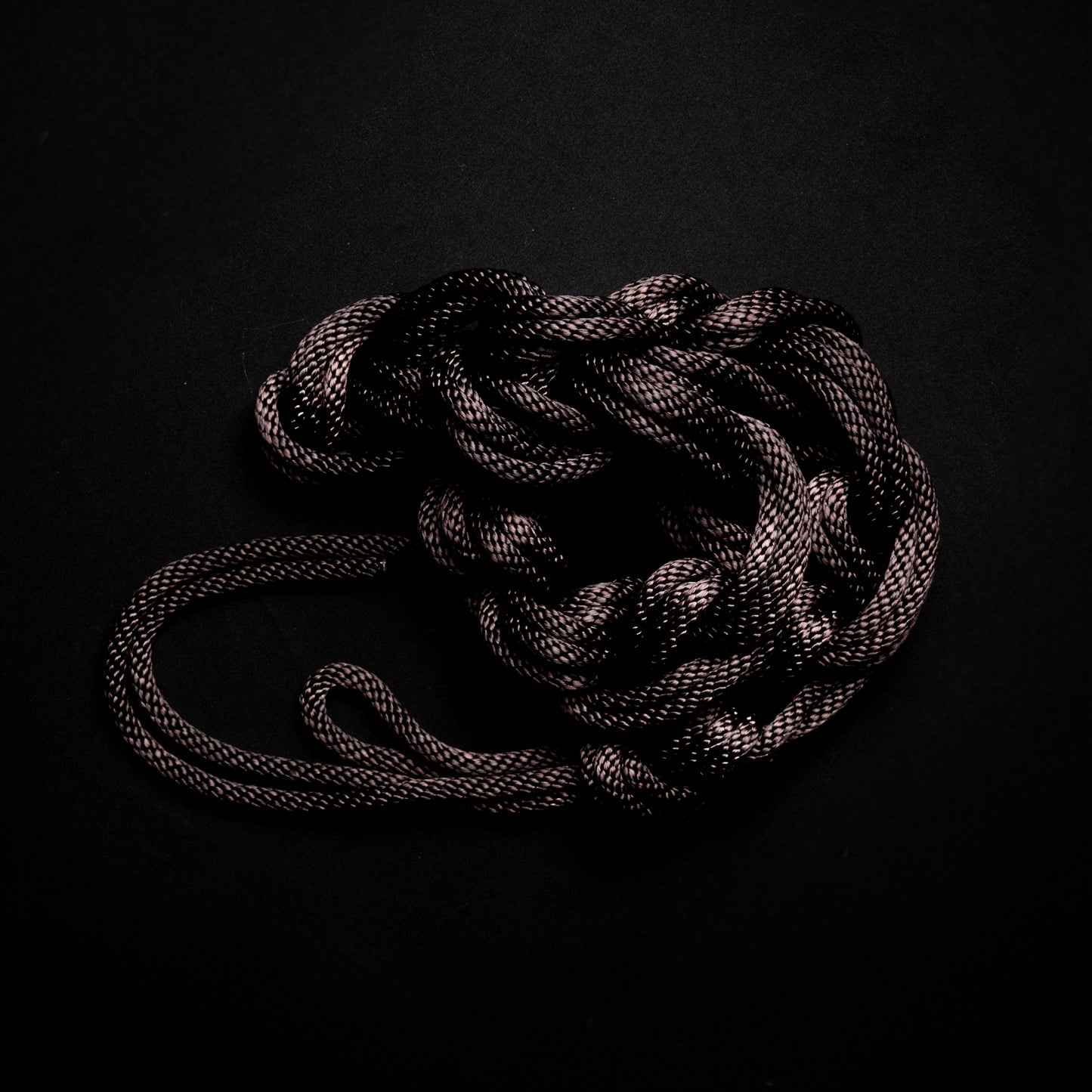 50 ft nylon rope bundle with minor manufacturing imperfections in Vampyre Black, a warm rich black with chocolate undertone. 